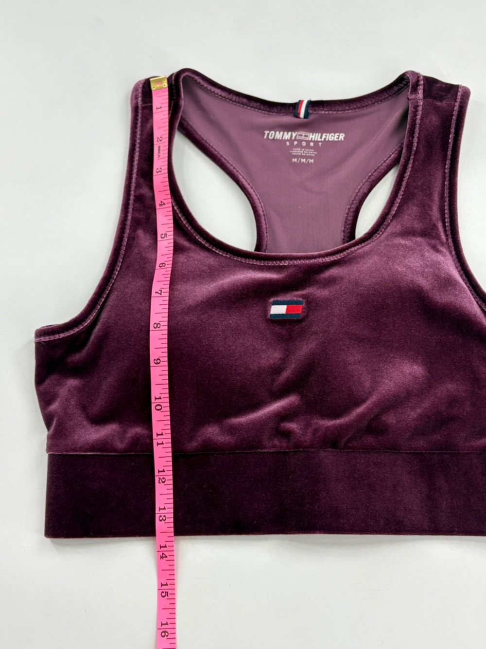 Tommy Hilfiger Velvet Racerback Sports Bra - Plum - Picture 8 of 9